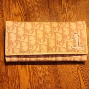 Dior Embossed Logo Leather Wallet in Beige